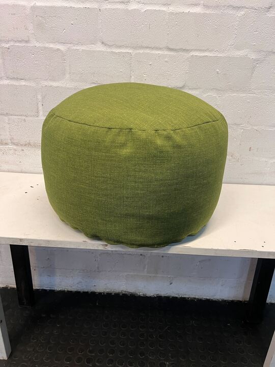 Turkish Styled Green Upholstered Round Poof Seat