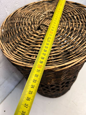 Antique Styled Woven Wicker Basket with Cover