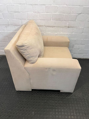 Cream Colour Upholstered Corduroy Club Chair