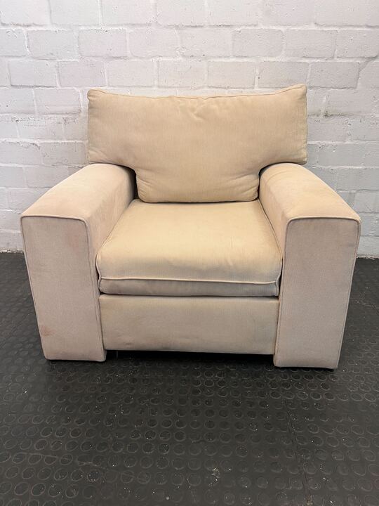 Cream Colour Upholstered Corduroy Club Chair