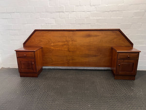 Art Deco Styled Walnut Queen Sized Headboard with Two Cabinets