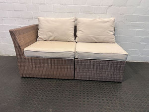 Woven Together Two Seater Cream Cushioned Couch (One Armrest)