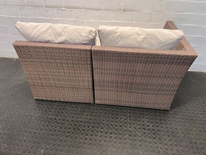 Woven Together Two Seater Cream Cushioned Couch (One Armrest)