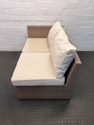 Woven Together Two Seater Cream Cushioned Couch (One Armrest)