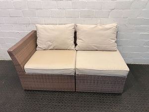 Woven Together Two Seater Cream Cushioned Couch (One Armrest)