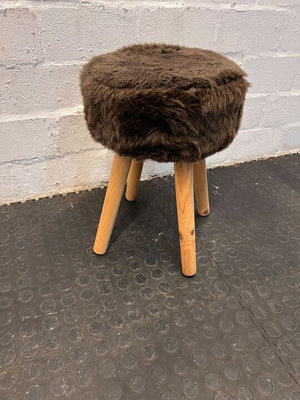 Dark Gray Fluffy Tripod Ottoman Stool