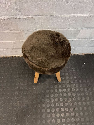 Dark Gray Fluffy Tripod Ottoman Stool