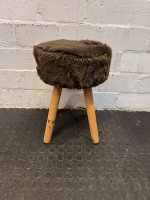 Dark Gray Fluffy Tripod Ottoman Stool