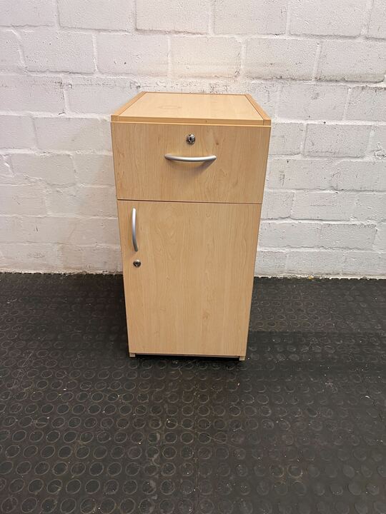 Light Brown Modern Wooden Filing Credenza with Drawer & Two Shelved Cabinet (Width: 50cm)(Height: 71cm)