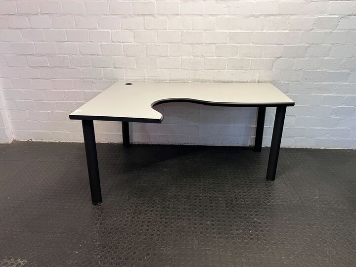 Grey Black Framed L-Shape Desk (Width: 160cm)(Height: 74cm) - REDUCED - PRICE DROP