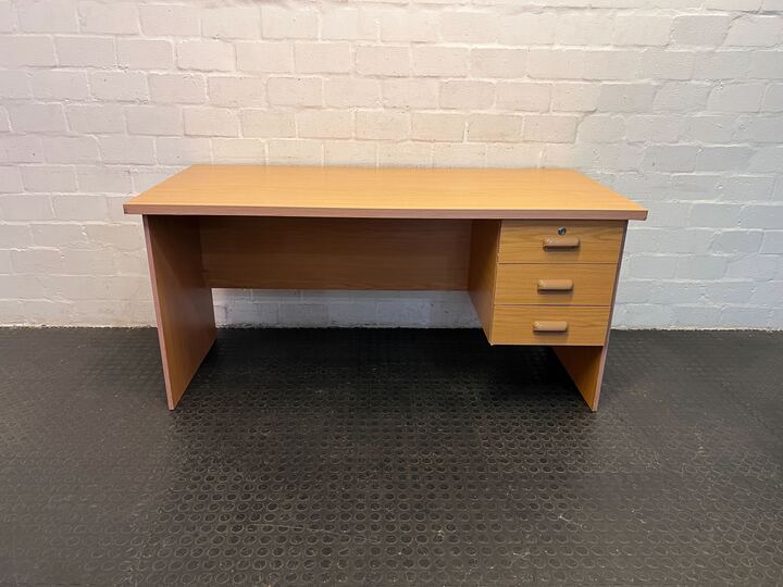 Oak Melamine Modern Wooden Office Desk with Three Drawers (Width: 161cm)(Height: 76cm)