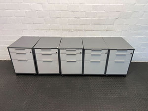 Black Steel Three Drawer Filing Credenza on Wheels (Width: 60cm)(Height: 60cm)