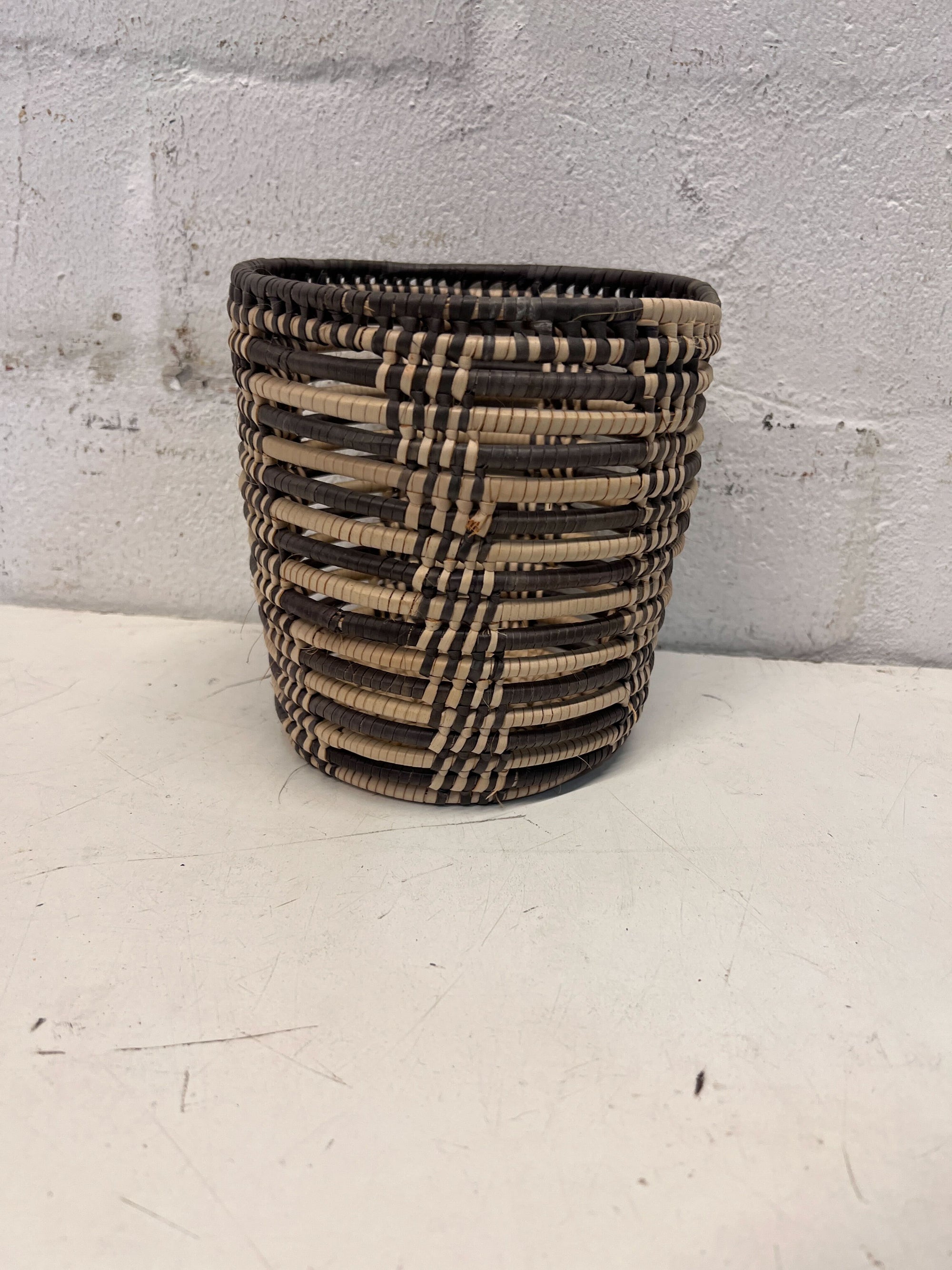 Black & Brown Handwoven Carrier Basket