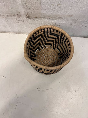 Small African Zebra Patterned Handwoven Basket