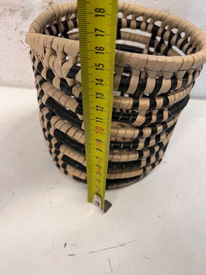 Small African Zebra Patterned Handwoven Basket