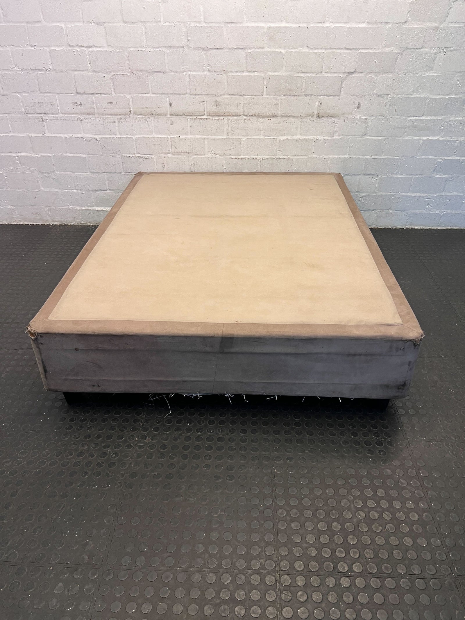Beige Caramel Coloured Double Bed Base (Worn & Torn)