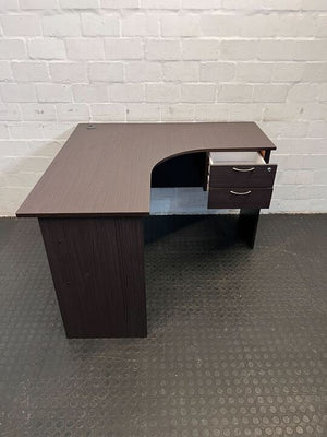 Vividitto Modern Dark Sleek Corner Office Desk with Two Drawers (Width: 120cm)(Height: 74cm)