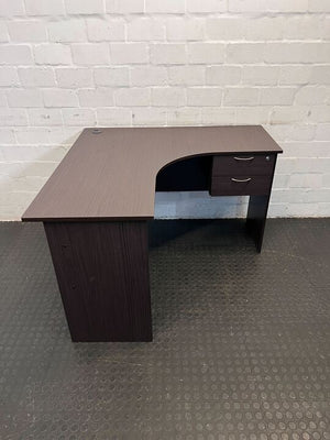 Vividitto Modern Dark Sleek Corner Office Desk with Two Drawers (Width: 120cm)(Height: 74cm)