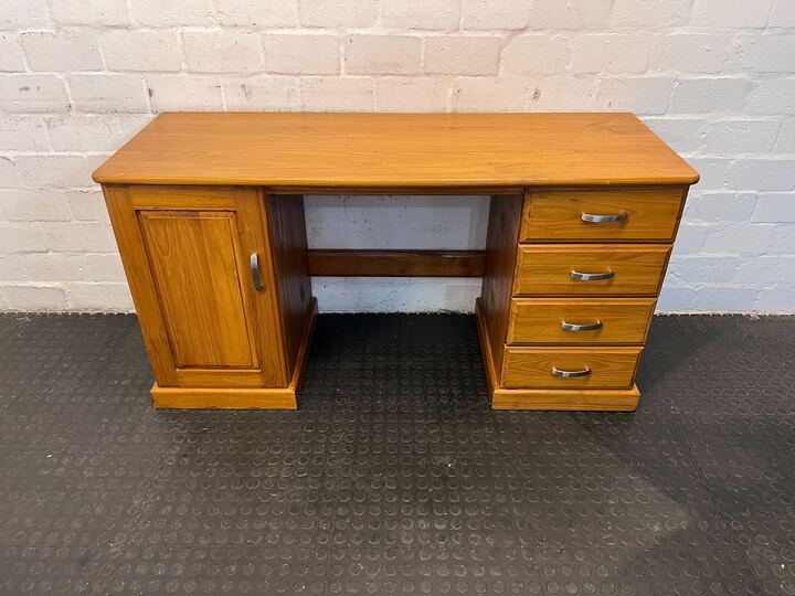 Modern Vintage Styled Pine Wooden Four Drawer Desk (Width: 145cm)(Height: 76cm)