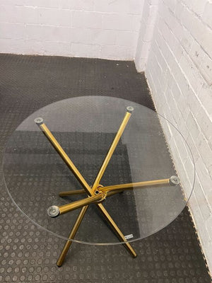 Modern Round Glass Table with Golden Legs (Width: 78cm)(Height: 75cm)