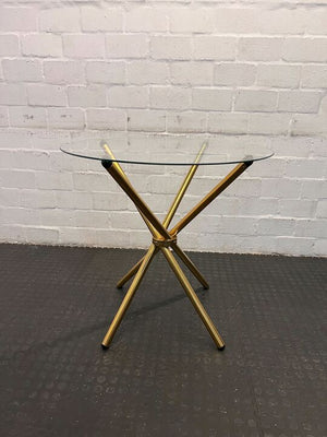 Modern Round Glass Table with Golden Legs (Width: 78cm)(Height: 75cm)