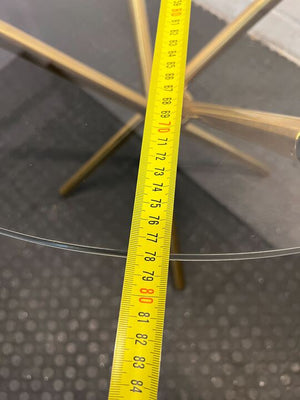 Modern Round Glass Table with Golden Legs (Width: 78cm)(Height: 75cm)