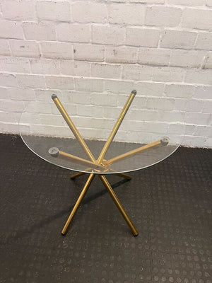 Modern Round Glass Table with Golden Legs (Width: 78cm)(Height: 75cm)