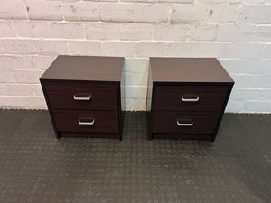 Dark Brown Sleek Modern Two Drawer Bedside Table (Width: 48cm)(Height: 51cm)