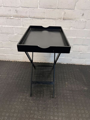 Black Wooden Side Table Butler's Tray (Width: 60cm)(Height: 68cm)