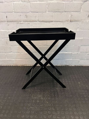 Black Wooden Side Table Butler's Tray (Width: 60cm)(Height: 68cm)