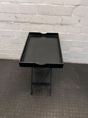 Black Wooden Side Table Butler's Tray (Width: 60cm)(Height: 68cm)