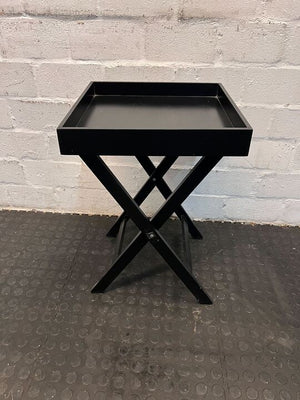 Black Side Table Butler's Tray (Width: 40cm)(Height: 59cm)