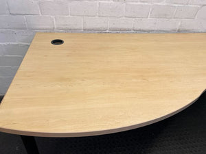 Light Brown L-Shape Steel Legged Desk (Width: 198cm)(Height: 74cm)