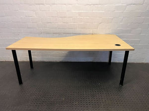 Light Brown L-Shape Steel Legged Desk (Width: 198cm)(Height: 74cm)