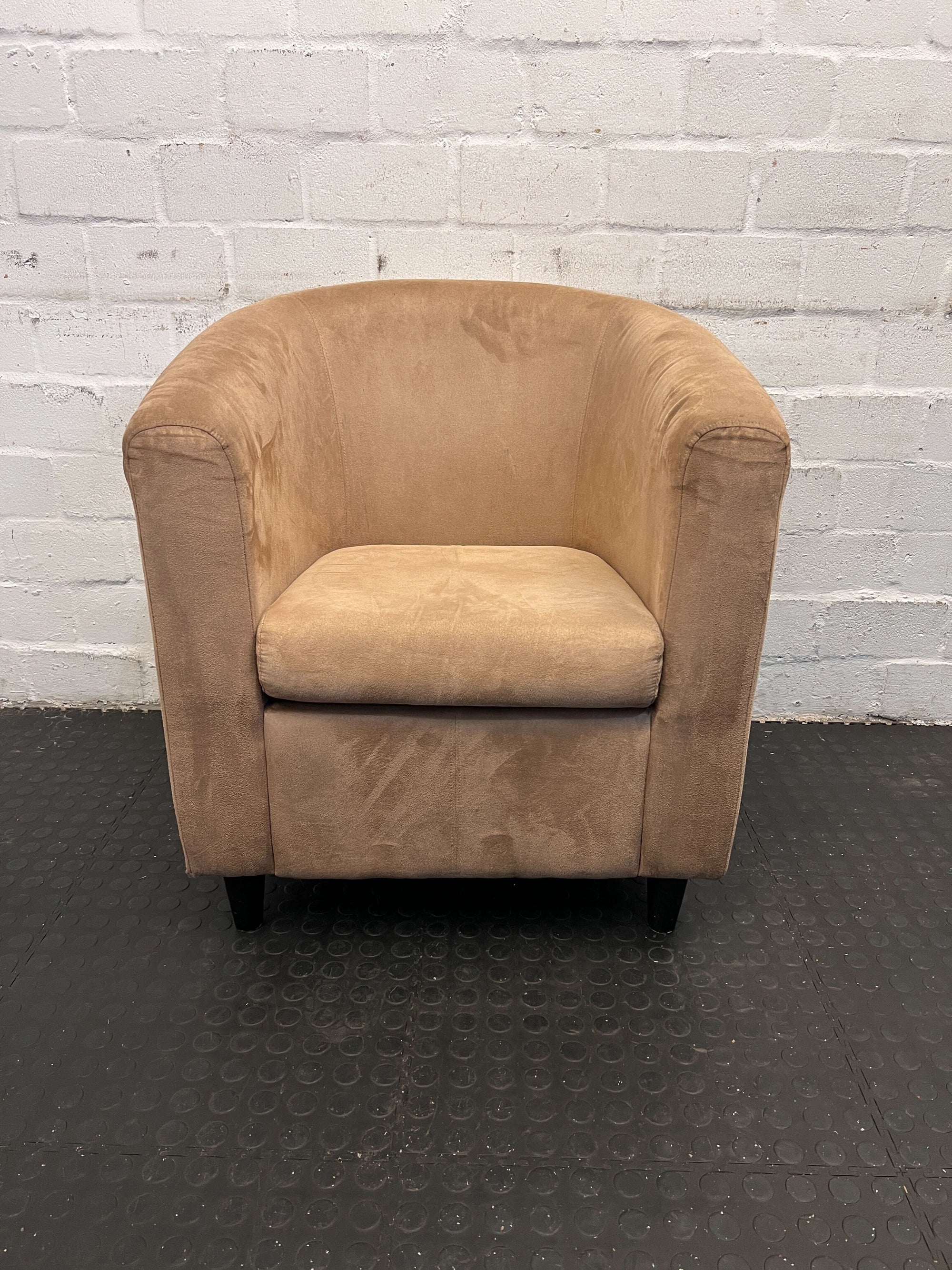 Caramel Brown Suede One Seater Couch