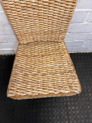 Oatmeal Woven Dining Chair with Wooden Frame