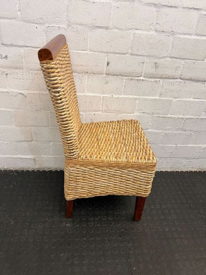 Oatmeal Woven Dining Chair with Wooden Frame