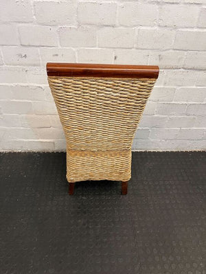 Oatmeal Woven Dining Chair with Wooden Frame