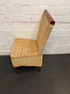 Oatmeal Woven Dining Chair with Wooden Frame