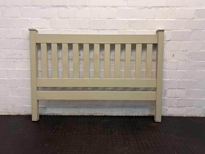 White Cream Wooden Double Bed Headboard