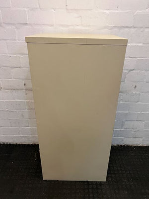 Beige Steel Three Drawer Filing Cabinet with Plastic Handles