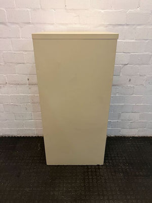 Beige Steel Three Drawer Filing Cabinet with Plastic Handles