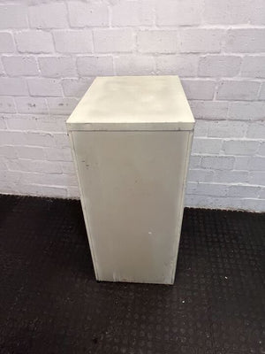 White Steel Beige Door Three  Drawer Filing Cabinet with Steel Handles (No Lock Mechanism)