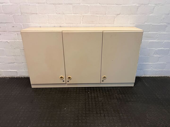 Cream White Three Door Filing Cabinet (Minor Chip) (Width: 150cm)(Height: 83cm)