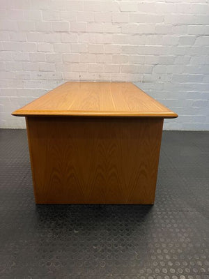 Light Brown Oak Colour Wooden Office Desk (Chipped Corner)(Width: 201cm)(Height: 73cm)