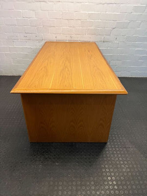 Light Brown Oak Colour Wooden Office Desk (Chipped Corner)(Width: 201cm)(Height: 73cm)