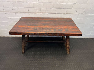 Rustic Wooden Dining Table - Dark Stained Finish