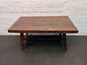 Rustic Wooden Dining Table - Dark Stained Finish