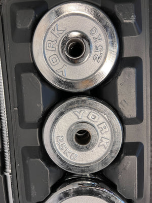 York Olympic Weight Set - Chrome Weight Plates with Bar