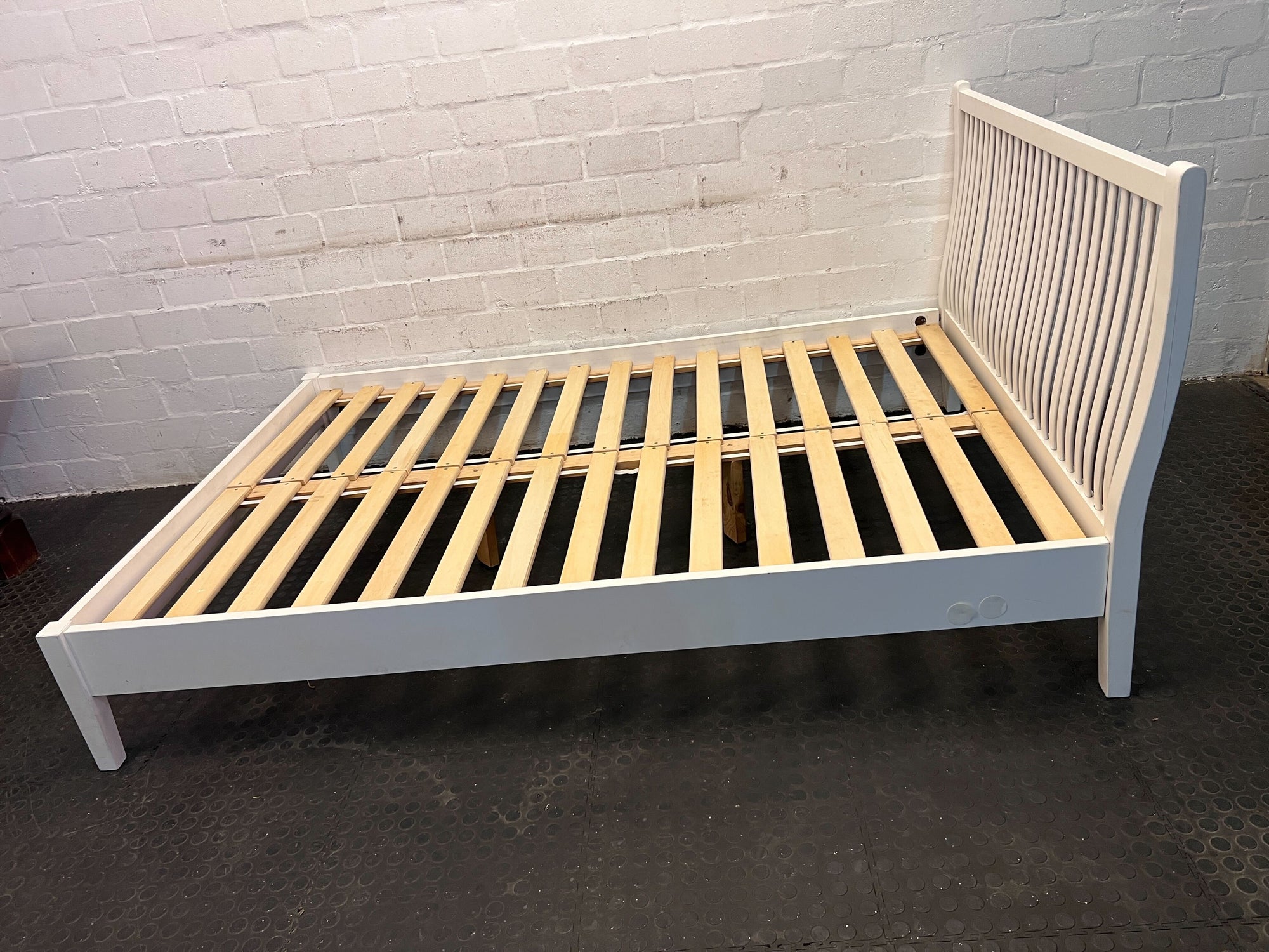 Spacious Pine and White Double Bed Frame